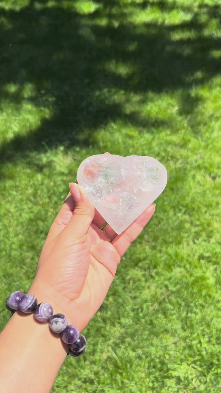 Faceted Clear Quartz Heart | Amplify Manifestation & Raise Vibration | Absorb, Unblock & Release Energy